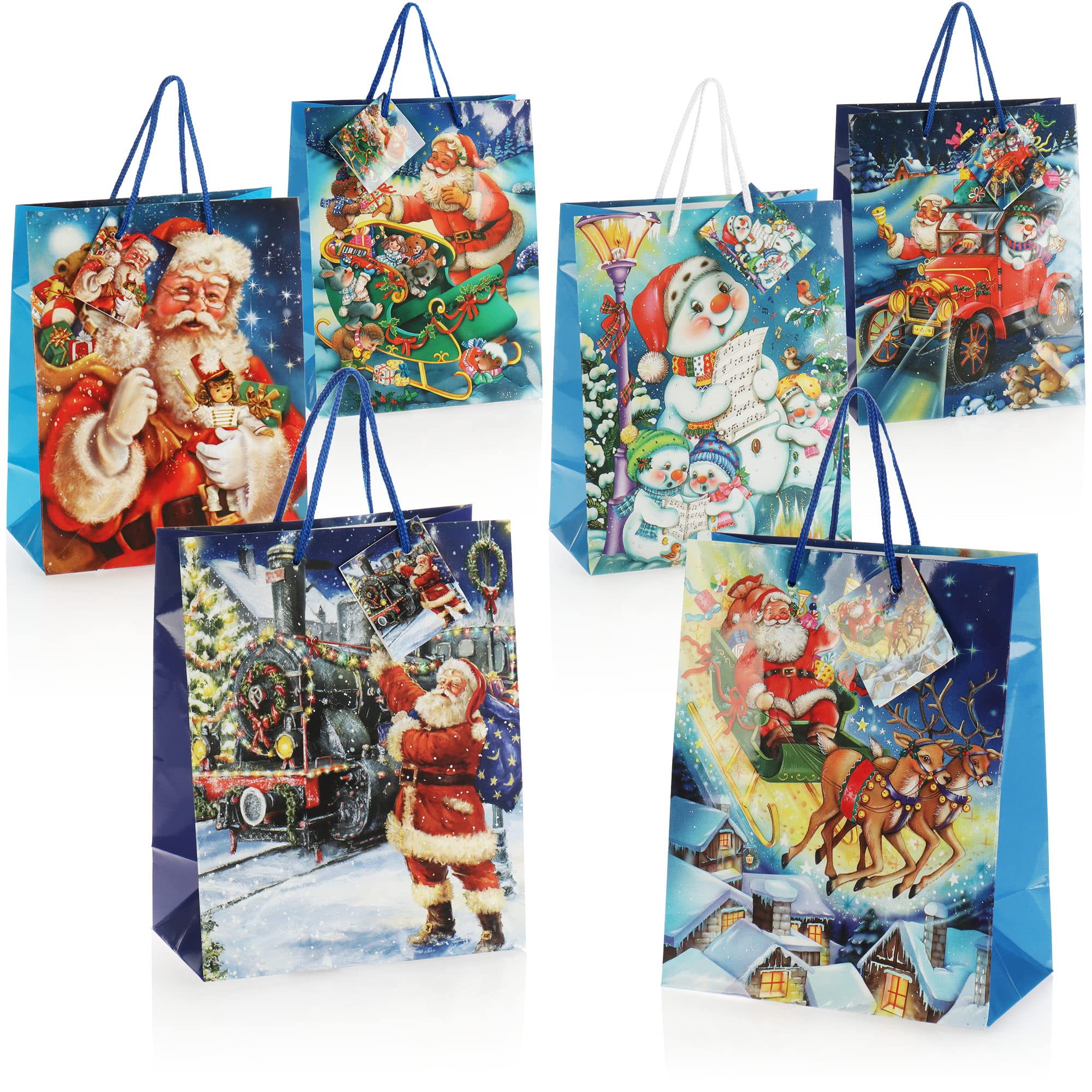 com-four® 6x gift bag for Christmas, Santa Claus and Advent - gift packaging 32cm / L - gift bag with Christmas motifs - gift bag made of paper (06 pieces - L)