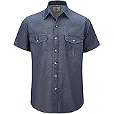 Champ Horse Men's Denim Western Cowboy Pearl Snap Short Sleeve Casual Button Down Up Work Shirts
