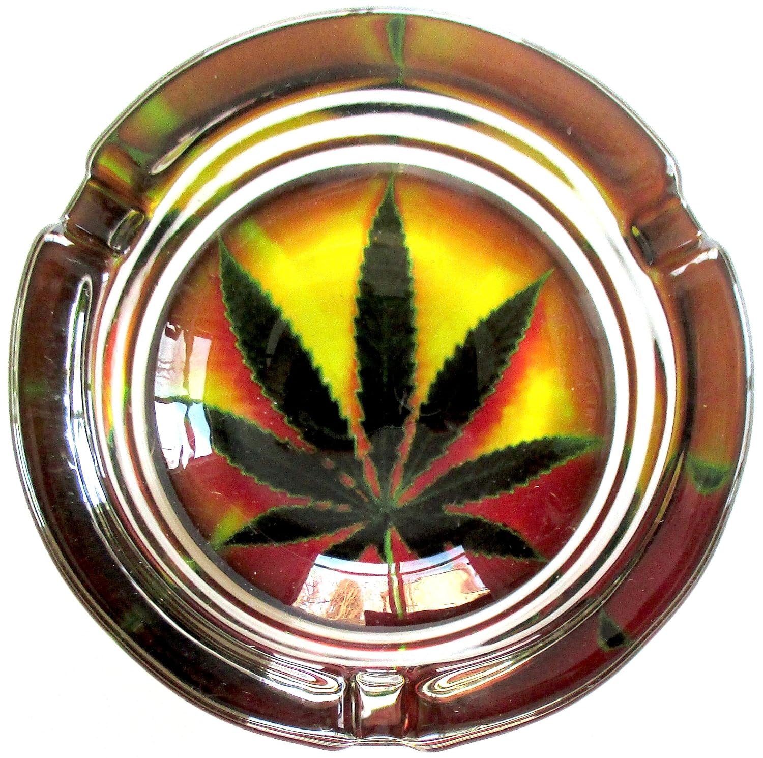 Marijuana Weed Psychedelic Style Round Glass Ashtray Amazon.co.uk