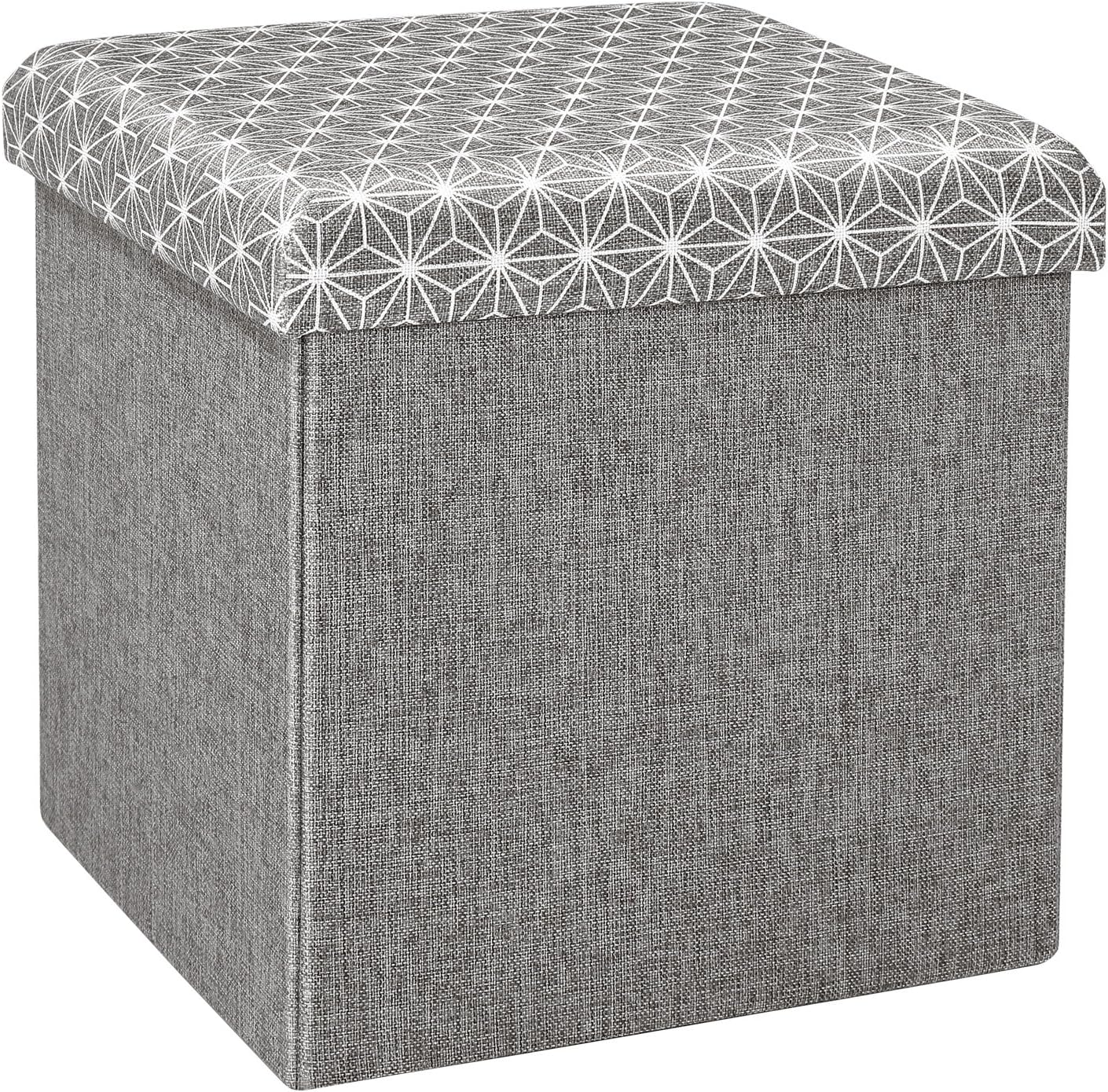Bonlife Ottoman Storage Boxes, Linen Fabric Folding Storage Ottoman Box