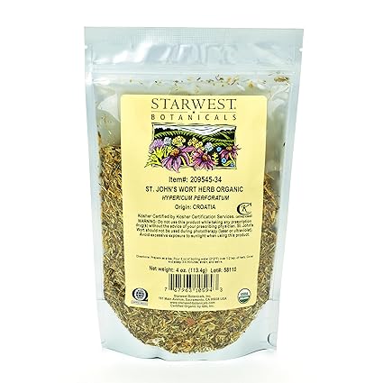 Amazon Com Starwest Botanicals Organic St John S Wort Herb C S 4 Ounces Herbal Supplements Grocery Gourmet Food