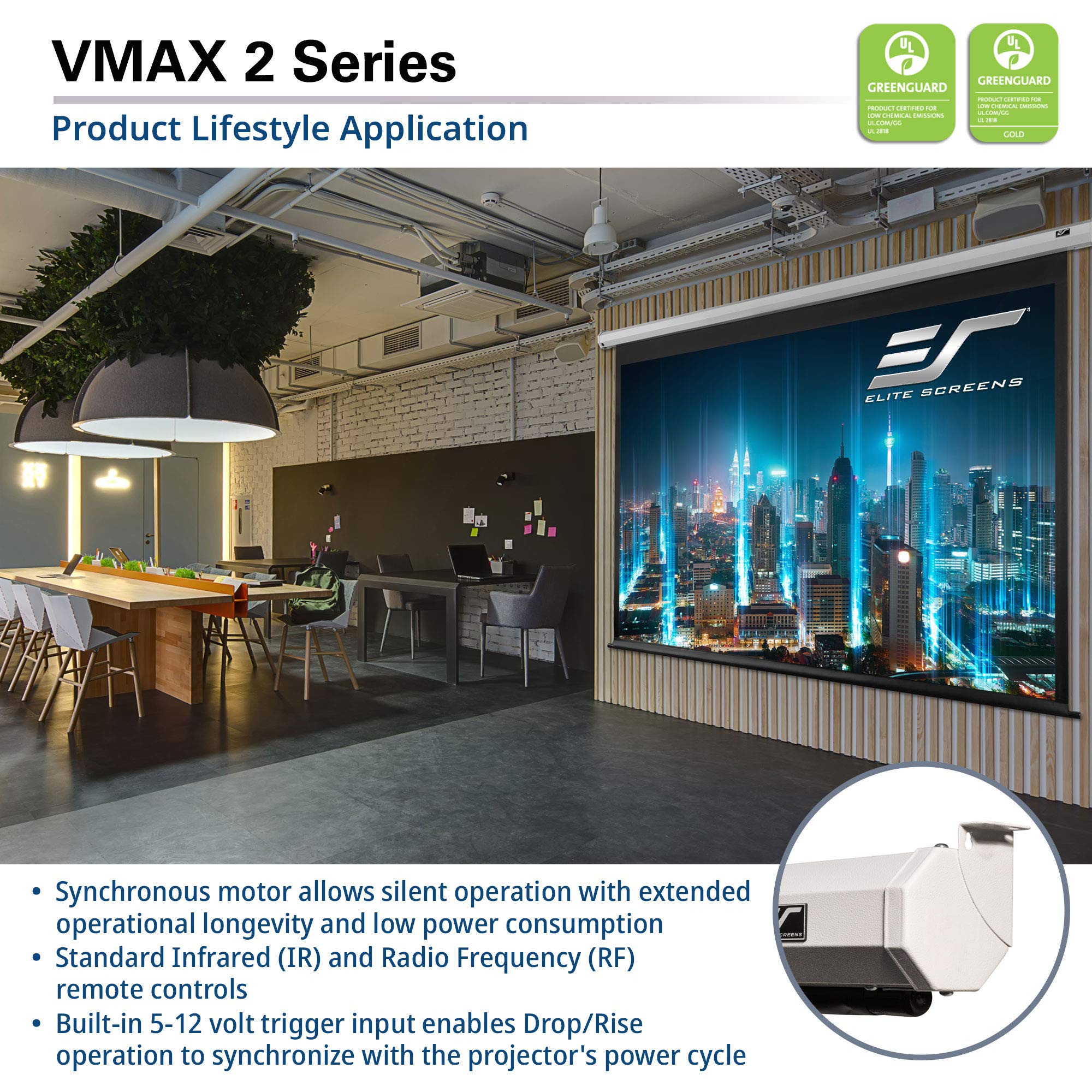 Elite Screens VMAX2, 120inch 169, Wall Ceiling Electric Motorized