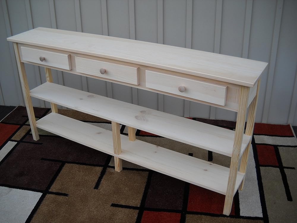 Unfinished 60" Sofa Console Shaker Style Edge Pine Table w