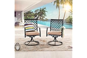 LOKATSE HOME Outdoor Patio Dinning Swivel Chairs Rocker Set of 2 Metal for Garden Backyard Furniture, 2, Beige