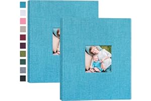 Mublalbum Small Photo Album 8x10 Photos 2 Pack Linen Cover Each Mini Photo Book 26 Pages Holds 52 Vertical 8x10 Pictures for Artwork Postcards or Picture Storage (Blue)