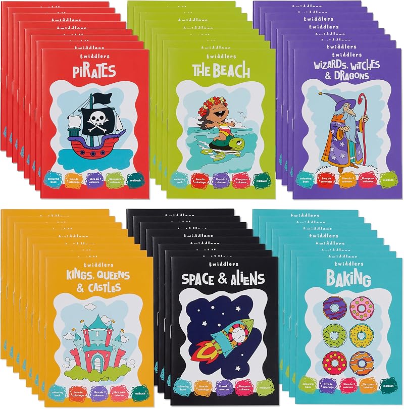 THE TWIDDLERS 24 Mini Colouring Books for Kids A6 Pocket Size Party Bags