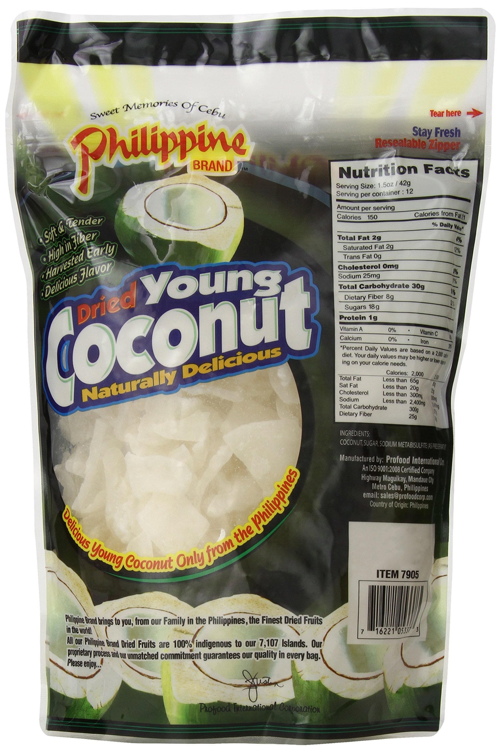 Galleon Philippine Brand Dried Young Coconut Snacks, 18 Ounce