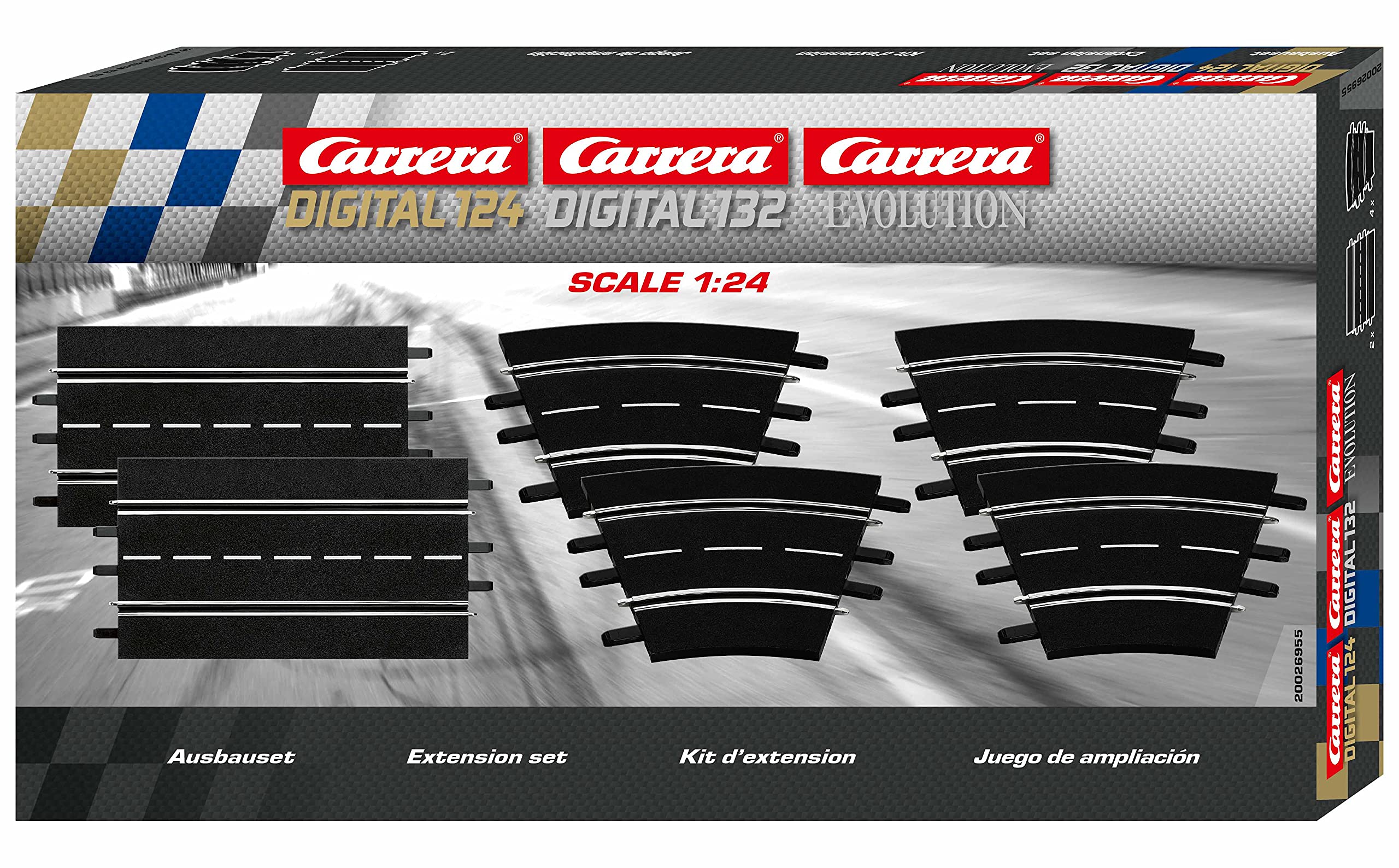 Carrera Evolution 20026955 Extension Set (2 straights, 4 Curves 1/30°), Black