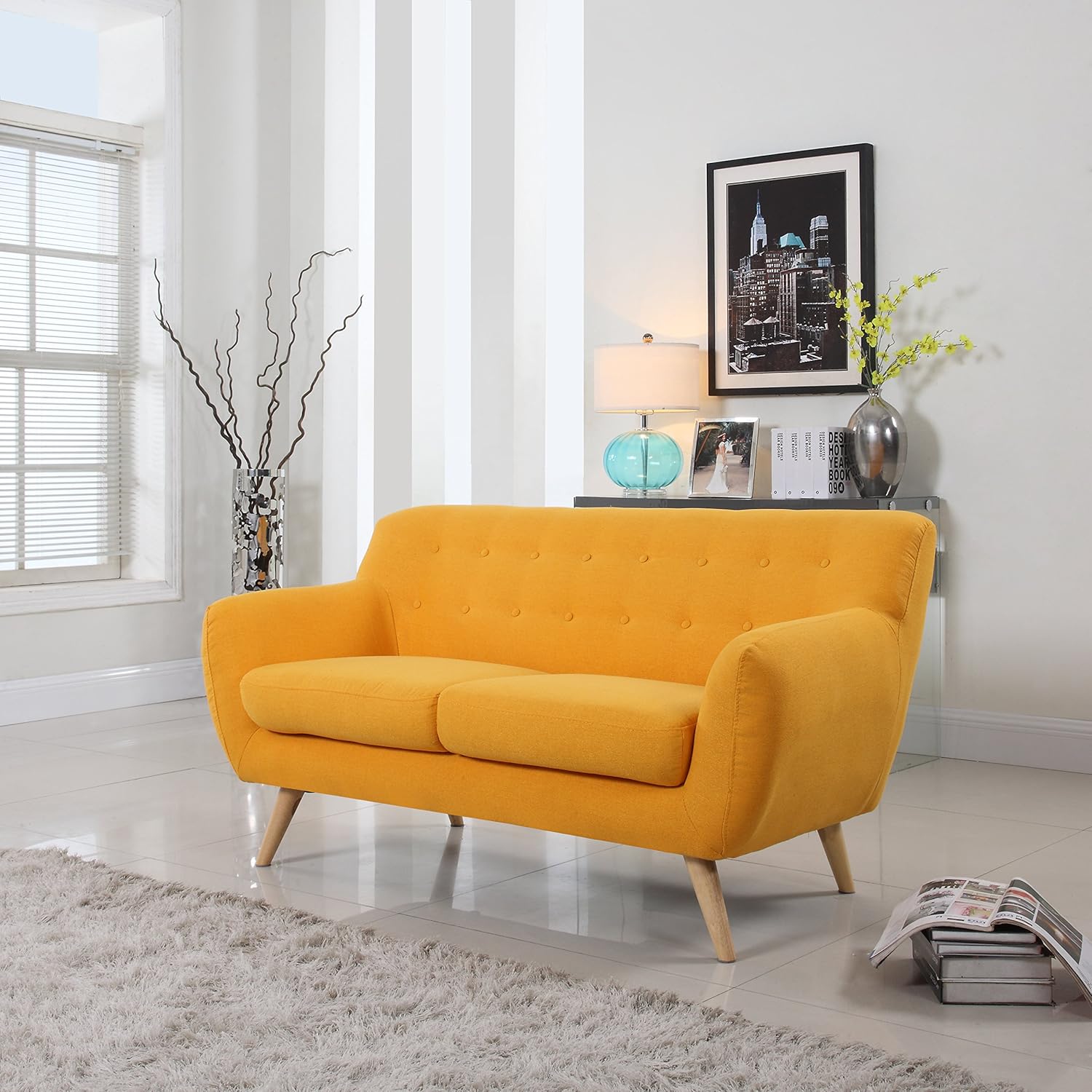 Amazon Com Mid Century Modern Style Sofa Love Seat Red Grey
