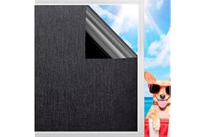 COAVAS Blackout Window Film Light Darking: 100% Black Out Sun Heat Blocking Static Cling Window Privacy Cover Removable Frosted Glass Stickers 17.5 x 78.7 Inch