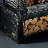 Neo Black Steel Outdoor Garden Log Burner Fire Pit Heater with Log Store view 7