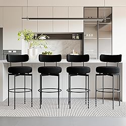 STHOUYN Counter Height Bar Stools Set of 4, Black