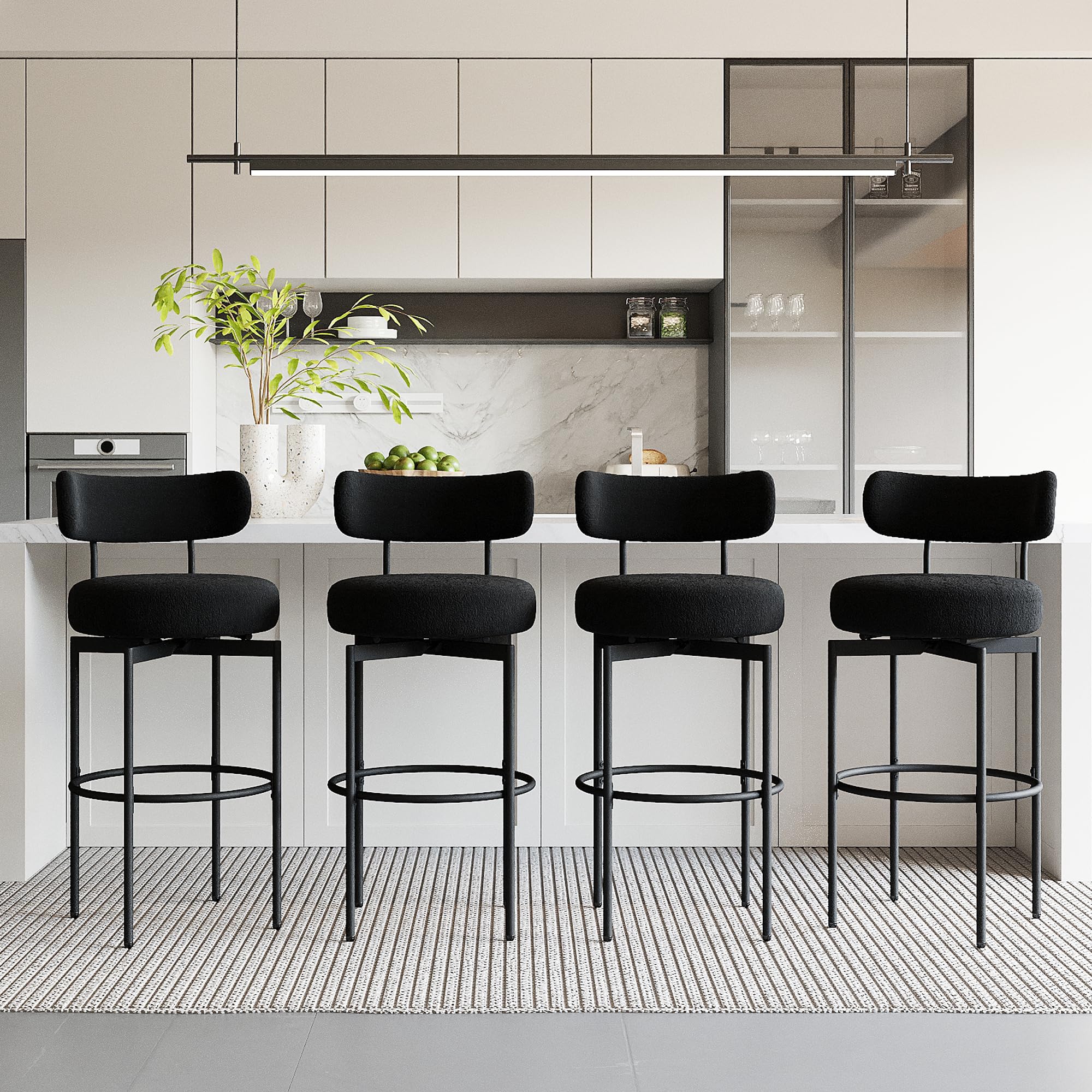 STHOUYN Counter Height Bar Stools Set of 4, Black
