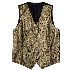 Barry.Wang Brown Vest Men Paisley Silk Jacquard