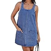 Jumppmile Women's Denim Overall Dress Jean Jumper with Adjustable Straps Pockets Effortless Daily Wear for Spring Summer Fall
