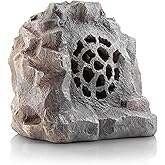 Alpine Corporation 11" Tall Waterproof Bluetooth Solar-Powered Wireless Rock Speaker with 50 Foot Range High-Fidelity Sound, and Portable Audio System, Gray
