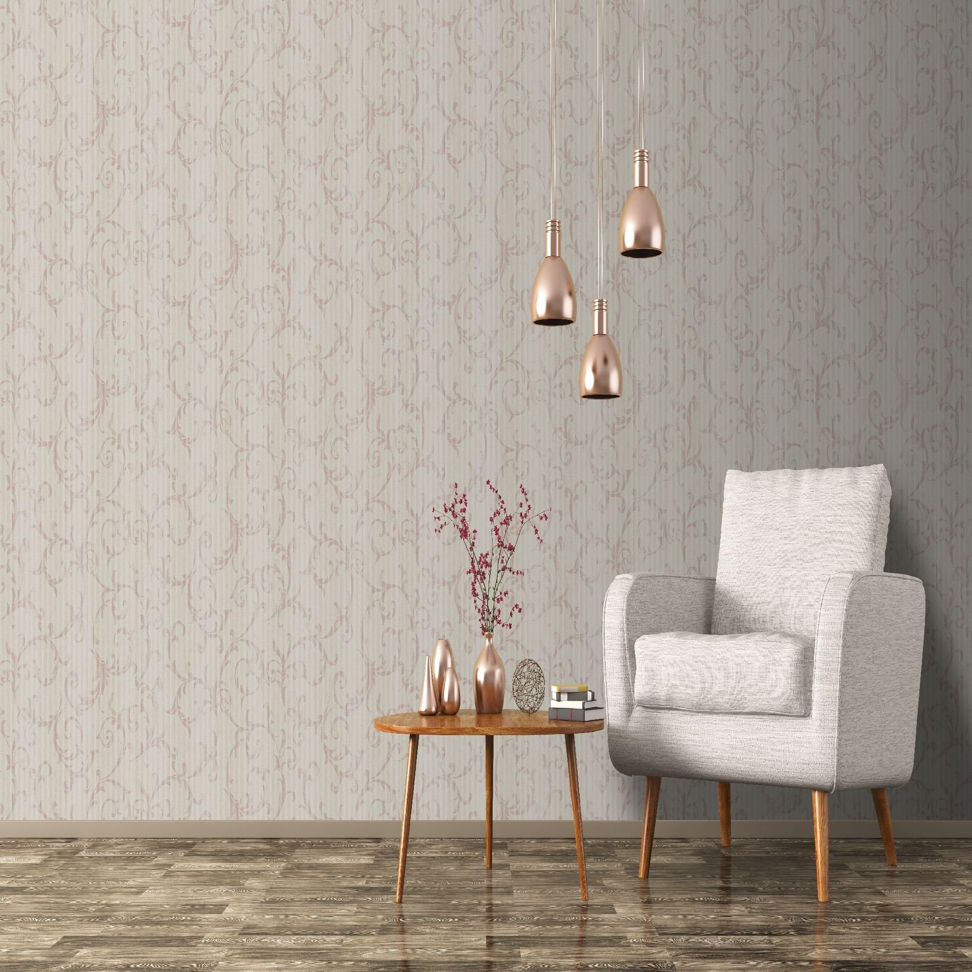 Superfresco Easy Rose Gold Empress Scroll Wallpaper,1000cm length x 52cm Wide
