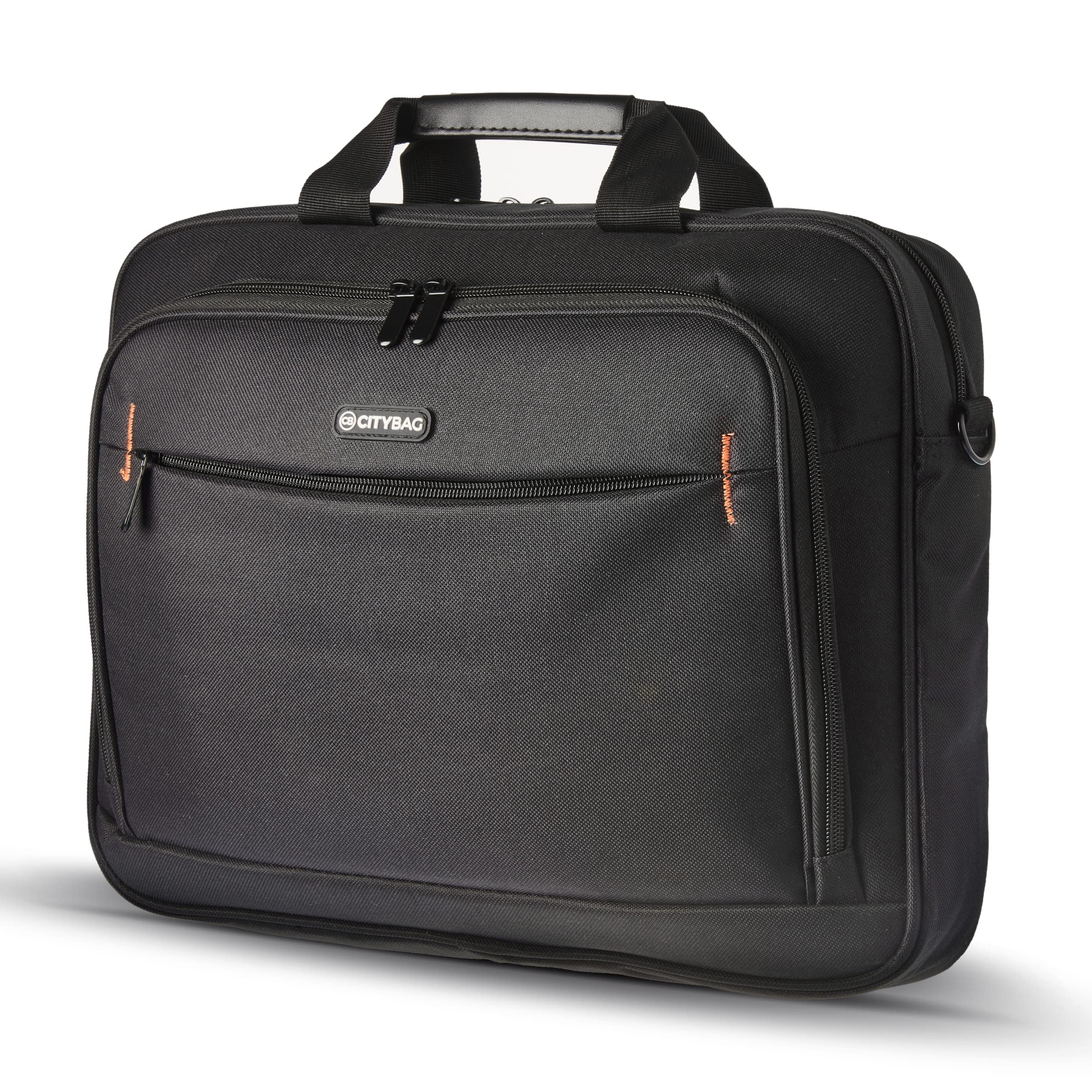 15.6 Inch Laptop Bag Computer Bag for Men & Women, Black Laptop Case Sleeve with Shoulder Strap - Document Handbag Briefcase for Work, Office, Travel, or Business