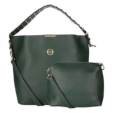 Gio Collection Womens Hobo Handbag Black with Free Pouch