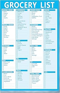 90 Pages Grocery Shopping Weekly Planner List Note Pad with Magnet Mountings (6" x 9")