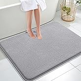 OLANLY Thick Memory Foam Bath Mat Rug 40x32, Extra Soft Absorbent Bathroom Rugs, Quick Dry Bath Mats, Non-Slip, Machine Washable Carpet for Bathroom, Tub and Shower, Home Decor Accessories, Grey