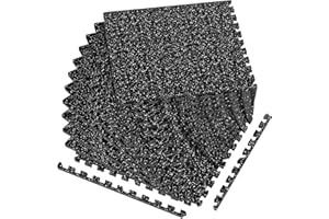 HOLYMUSS 1/2in Thick 48 Sq Ft Rubber Top High Density EVA Foam Exercise Gym Mats Non-Slip 12 Pcs - Interlocking Puzzle Floor Tiles for Home Gym Heavy Workout Equipment Flooring - 24 x 24in Tile, Black & White