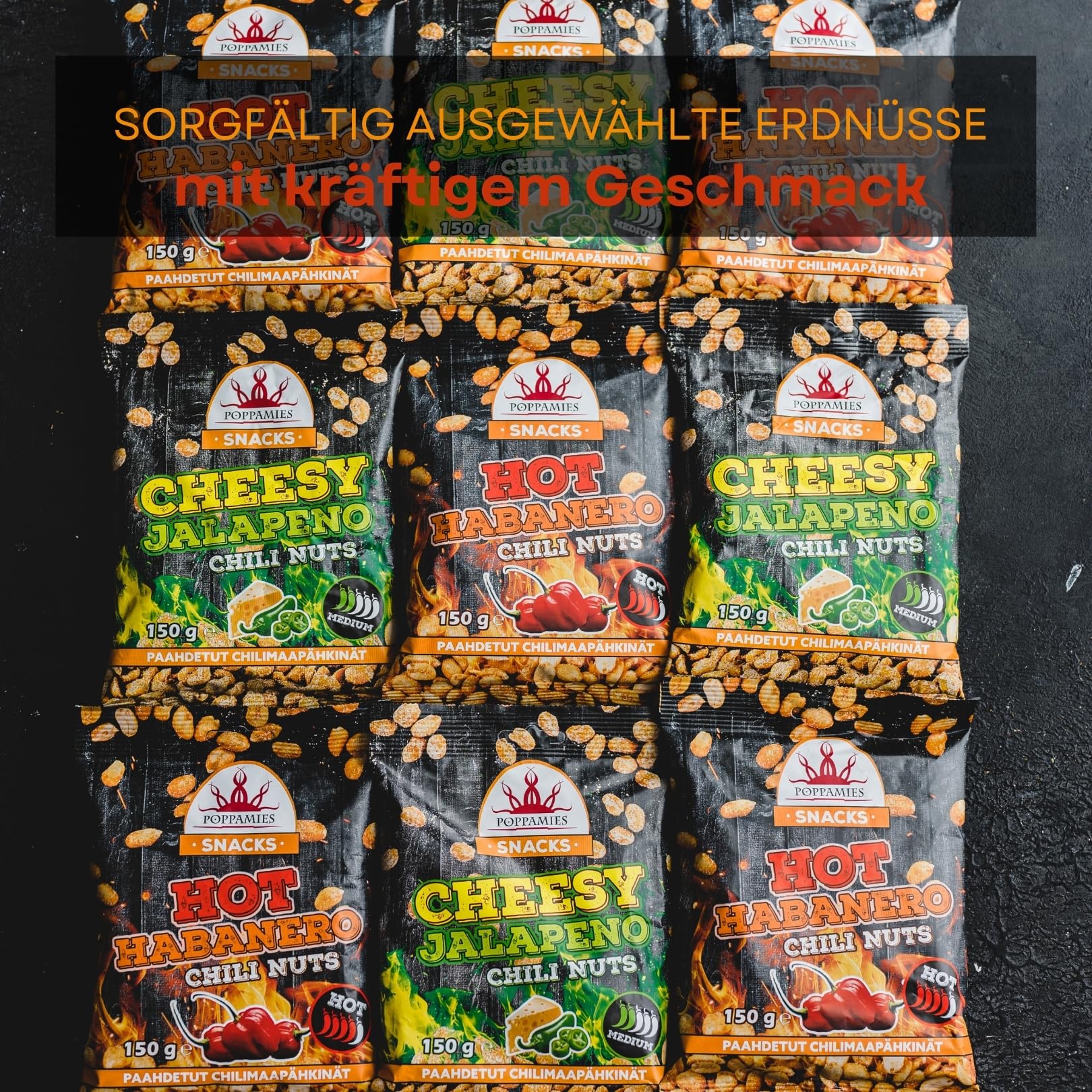 Poppamies Hot Habanero Chili-Nüsse – Scharfe Erdnüsse sind eine tolle Wahl zum Knabbern – Glutenfrei, Laktosefrei, Vegan – Scharfe Schärfe – 150g 7