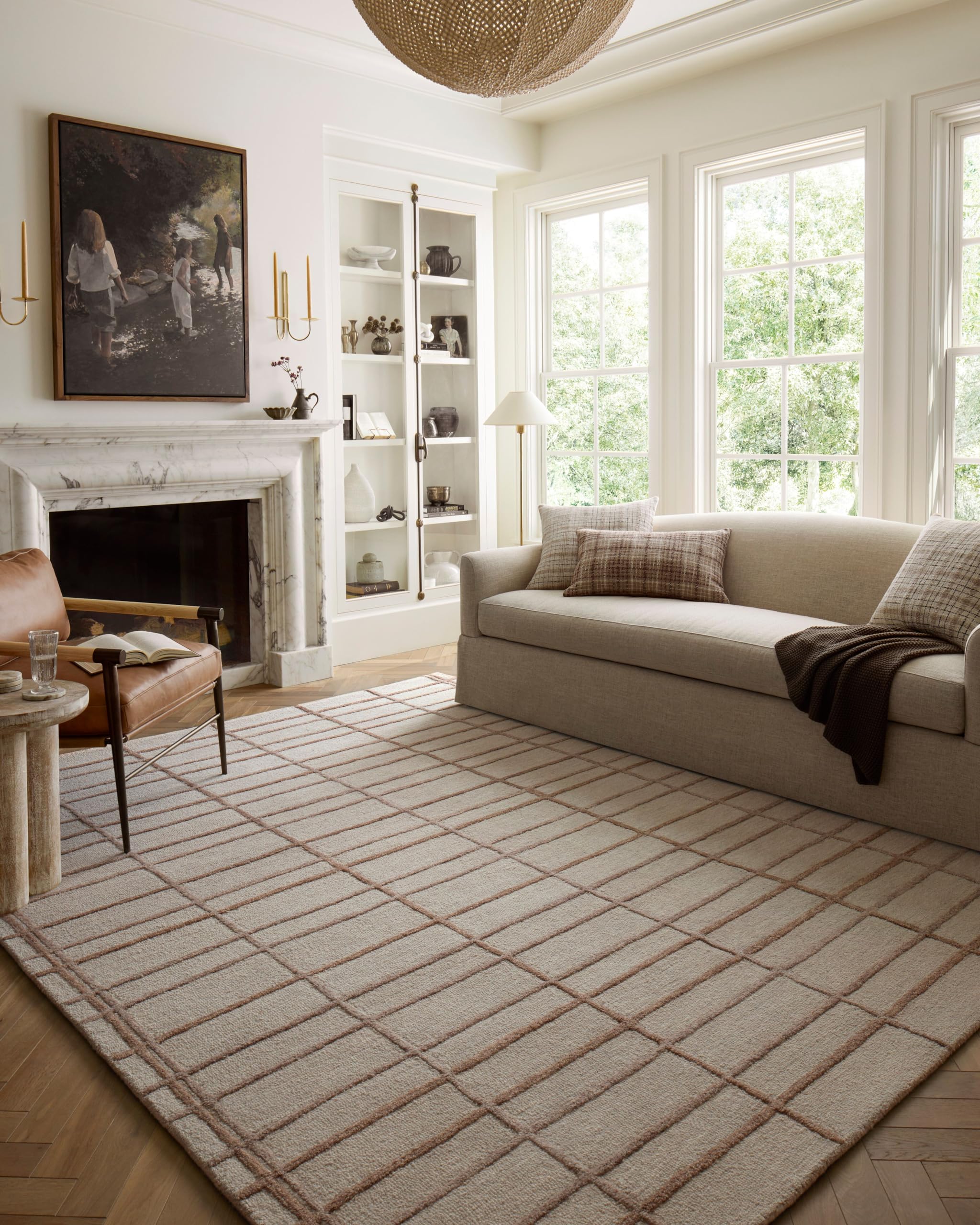 Loloi Chris Loves Julia Bradley Collection, Rose & Blush, 9′-3″ x 13′ Area Rug – Classic Striped Area Rugs for Living Room, Bedroom, Entryway & Hallway, High Traffic Area Home Decor Rug