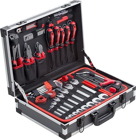 Meister Werkzeugkoffer 121-teilig - Stabiler Alu-Koffer - Werkzeug-Set - Für Haushalt, Garage & Werkstatt / Profi Werkzeugkof