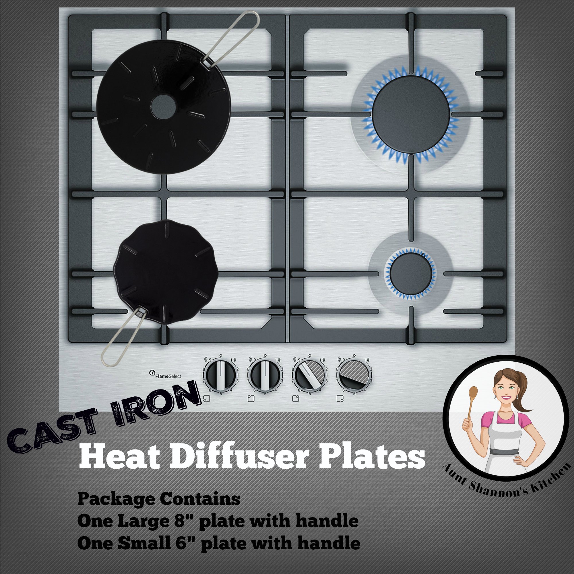 Cast Iron Heat Diffuser Plate Flame Reducer 2 Pack 2 Sizes