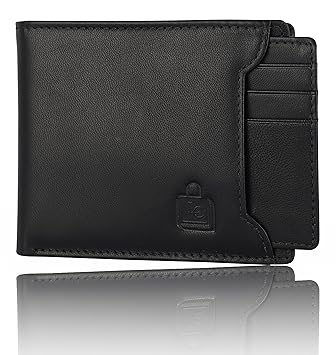 Le Craf Mens Black Genuine Leather RFID Blocking Wallet