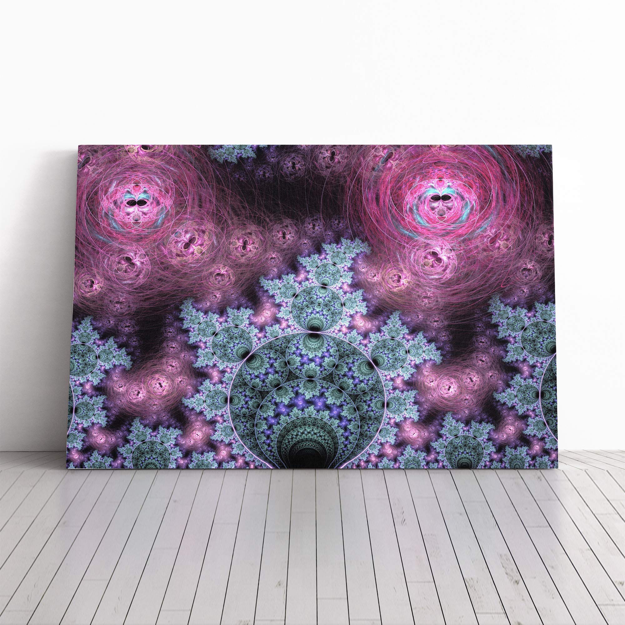 Wall Purple Fractal Abstract Art (12) Canvas Print | Gallery Wrapped 30mm Frame Wall Art | 20x14 inches | Ready to Hang | Abstract Picture | Living Room Bedroom Lounge Office
