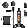 USB Lavalier Lapel Microphone- w/USB C Adapter, Cable Wrap - Plug and Play Omnidirectional Copper Compact Clip On Lapel Mic f