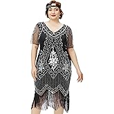 BABEYOND Great Gatsby Dresses for Women Plus Size Cocktail Dress 1920s Flapper Costume for Women