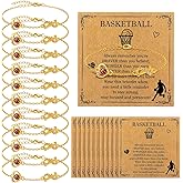 Sumind 12 Sets Basketball Infinity Bracelets for Women 14K Gold Plated Basketball Bracelets with Inspirational Cards Sports Jewelry Team Gifts for Women Coach Sport Players Party Favors