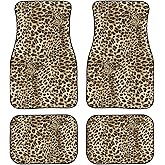 DISTOCZD Leopard Print Car Floor Mats Abstract Wild Animal Fur Design Cute Cheetah Spot Pattern Floor Mats for Cars Universal Vehicle Front Rear Foot Carpet Rugs All Weather Fit for Trucks SUV Sedans