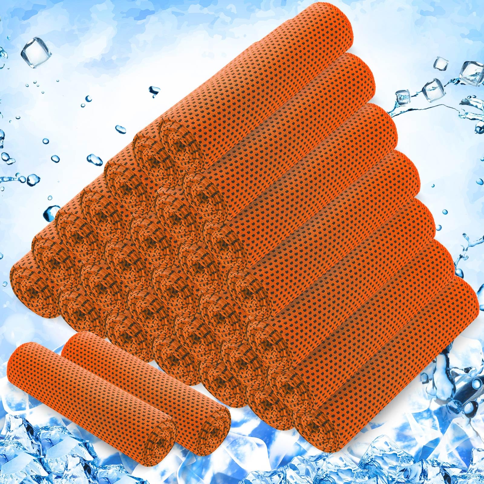 Photo 1 of Hosuly 30 Pack Cooling Towels, 40"x12" Ice Breathable Chilly Sweat Rag Microfiber Workout Rags for Gym Towels for Neck and Face for Yoga Golf Sport Running(Orange)