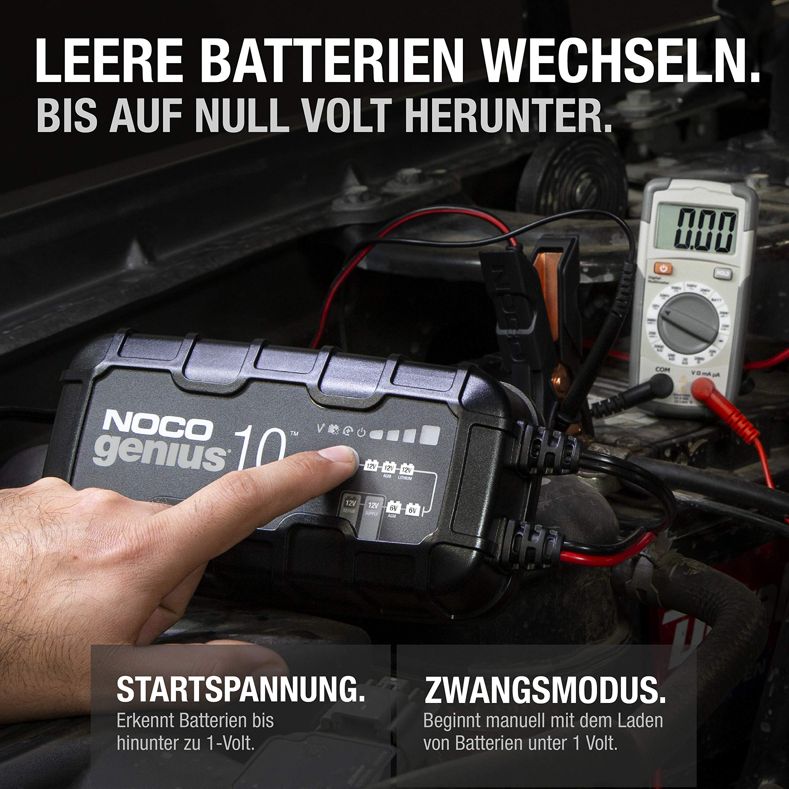 NOCO GENIUS10: 10A Batterieladegerät für Auto & Motorrad — 6V/12V Erhaltungsladegerät & Entsulfator — Für AGM, Lithium (LiFePO4) & Start-Stopp-Batterien 3