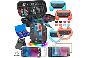 [Charge Inside]23-In-1 WAXITY Carrying Case Bundle for Nintendo Switch 2 Accessories, Travel Carry Bag Set Kit for Switch 2 w