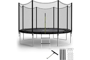YSSOA 12FT Trampoline Secure Fun for Kids and Adults Recreational Trampolines Complete with Safety Enclosure Wind Stakes and 400LBS Weight Capacity