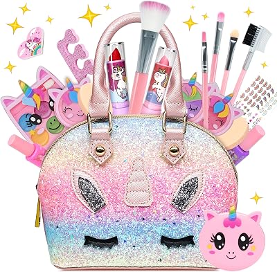 EVACOK Kids Unicorn Makeup Set Girls Washable Toy Cosmetic Kit
