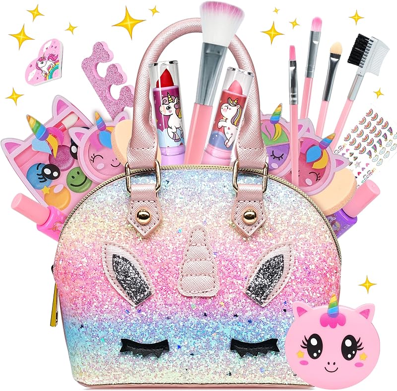EVACOK Kids Unicorn Makeup Set Girls Washable Toy Cosmetic Kit