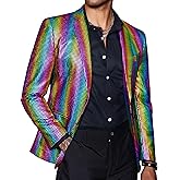 COOFANDY Mens Metallic Jacket Regular Fit Blazer Casual 70s Disco Party Sport Coat