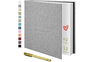 Yopih Photo Album Self Adhesive Photos Albums for 4x6 5x7 8x10 Pictures Scrapbook Album 11"x10.6" 40 Pages with A Metallie Pen