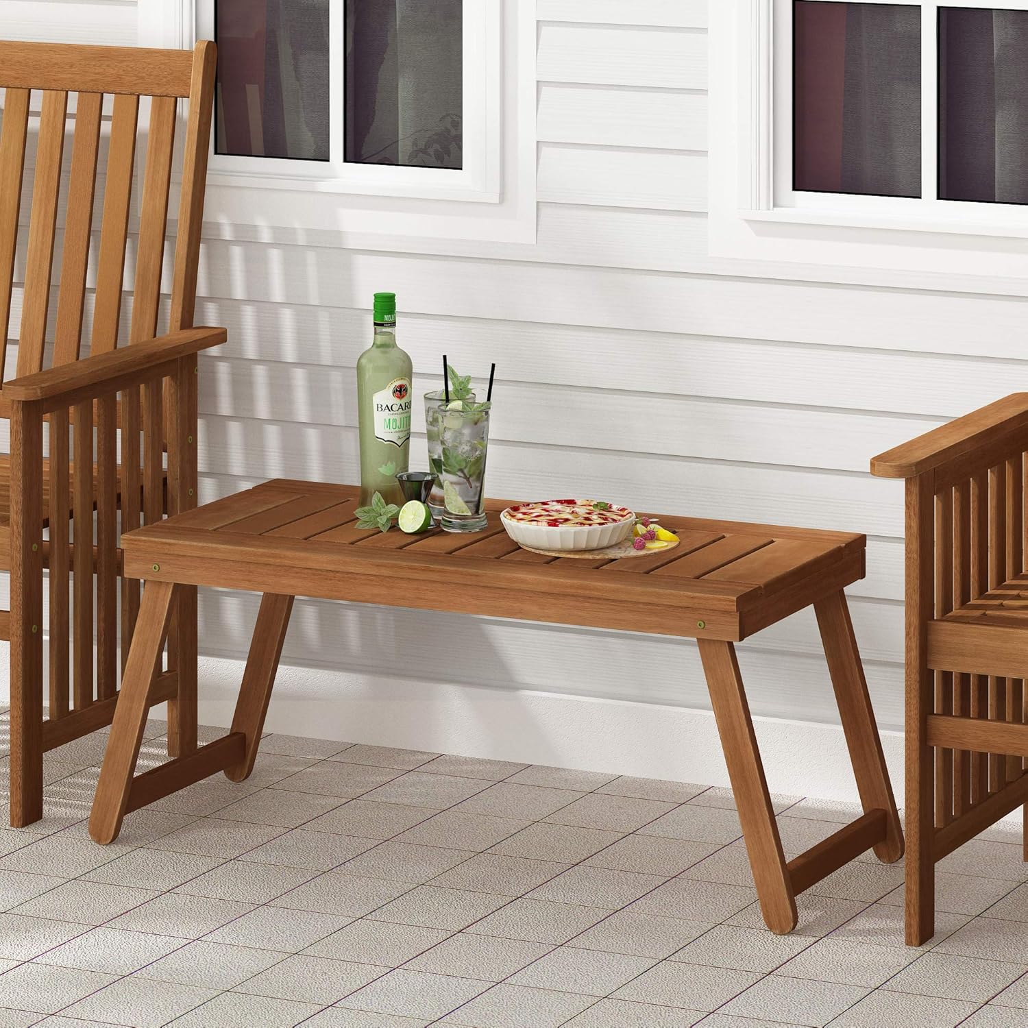 Furinno FG19064 Tioman Outdoor Hardwood Coffee Folding Table, Natural : Garden & Outdoor