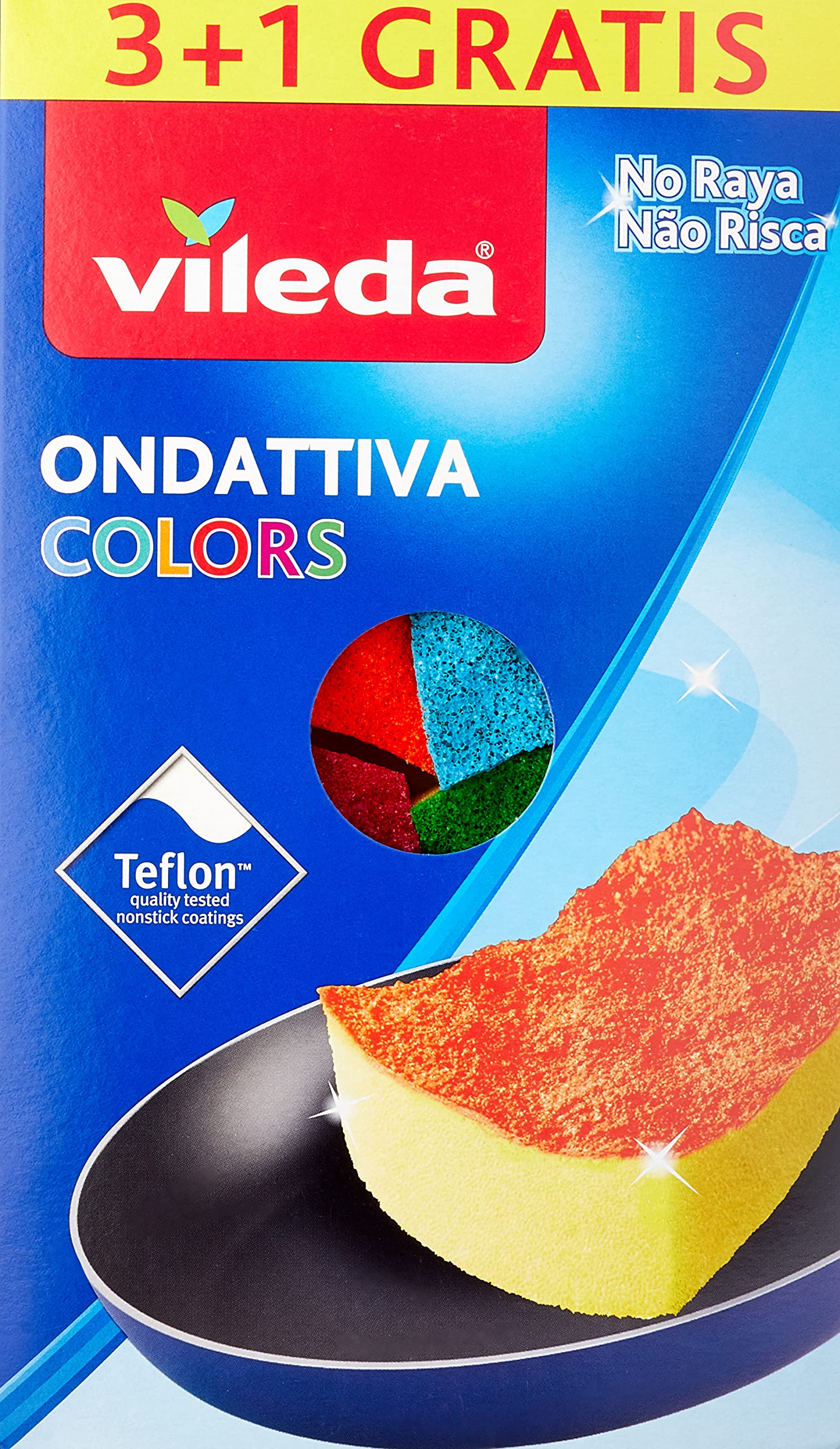 Vileda Wavelength Milleusi Colors 3+1, Sponge, Multicolor, 13x22x2,5 cm, 4 units