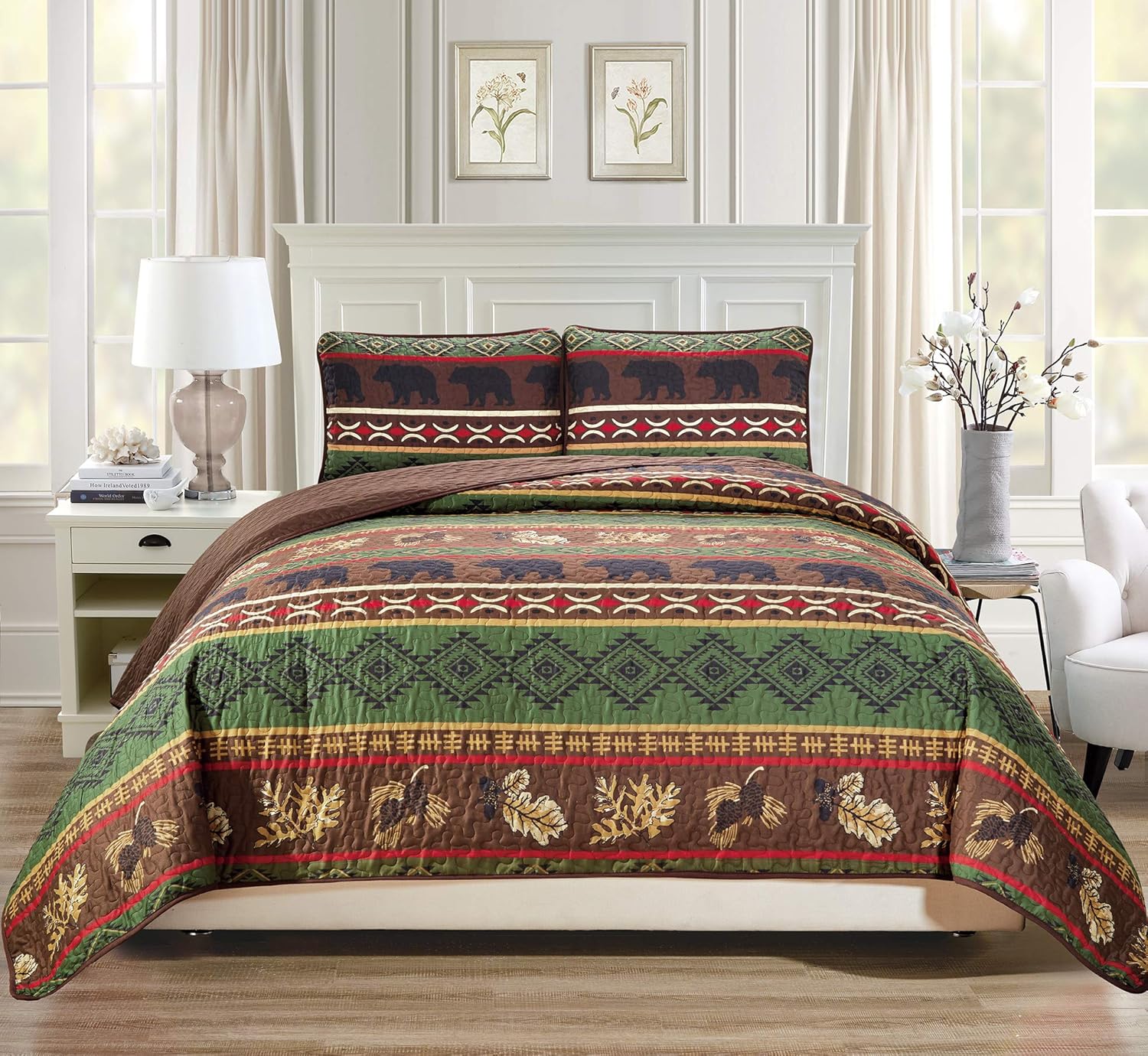 Rustic Western Southwestern Brown Quilt Set With Native
