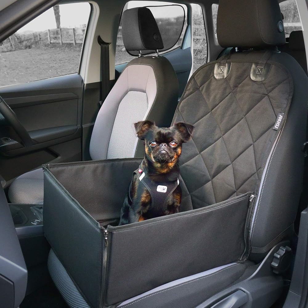 AHUKU Dog Car Seat with Seat Belt and Anti-Collapse Padded Sides