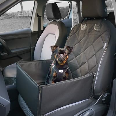 AHUKU Dog Car Seat with Seat Belt and Anti-Collapse Padded Sides