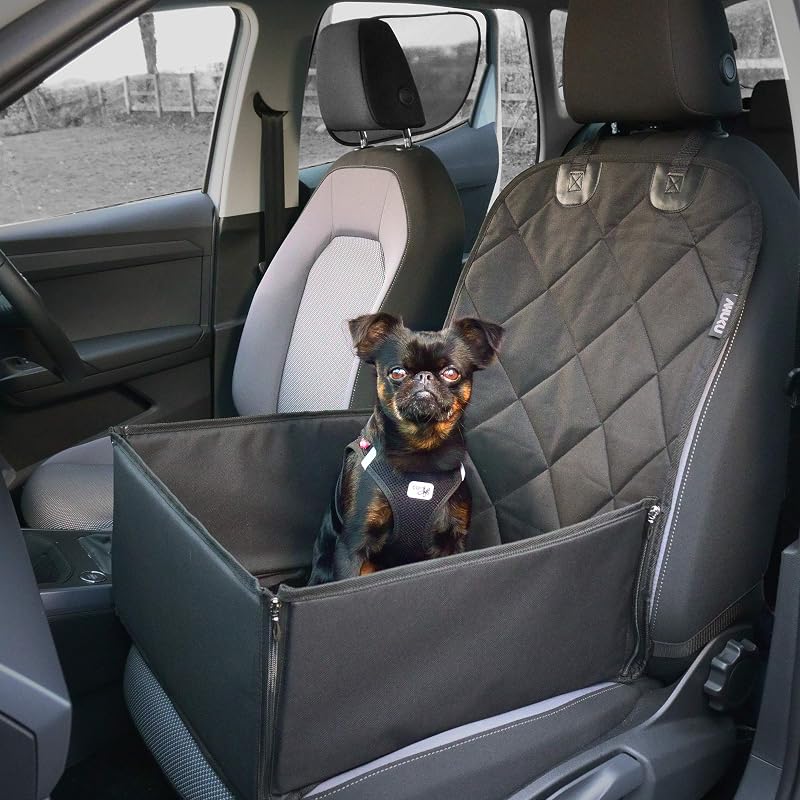 AHUKU Dog Car Seat with Seat Belt and Anti-Collapse Padded Sides